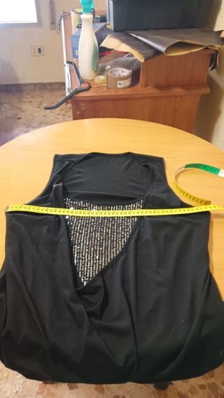 Camiseta sin mangas, negra lentejuelas XL