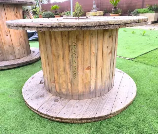 Mesa baja madera bobina grande