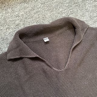 Camiseta punto manga corta marrón