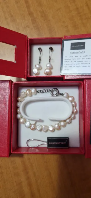 Conjunto Perlas Cultivadas: Pulsera y Pendientes