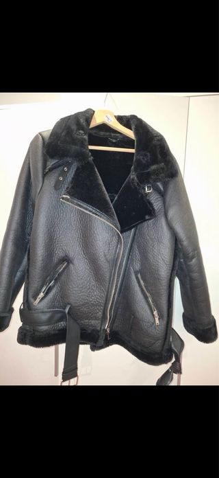 Chaqueta Piel Negra con Borrego