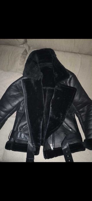 Chaqueta Piel Negra con Borrego