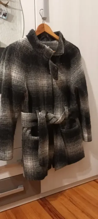 Abrigo de paño a cuadros mujer