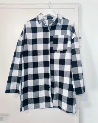 Camisa cuadros blanco y negro Talla M