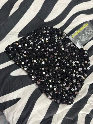 Gorro lentejuelas negro y plateado