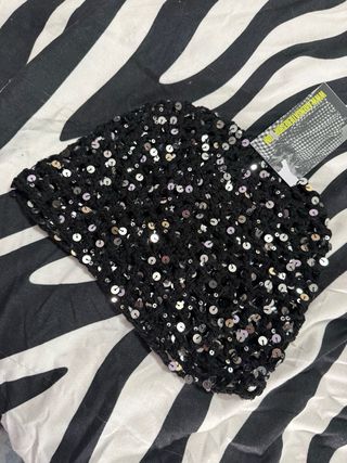 Gorro lentejuelas negro y plateado
