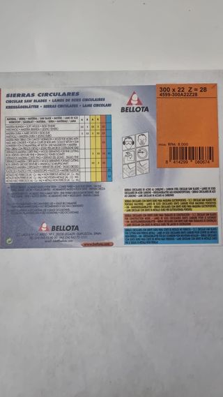 Disco Sierra Circular Bellota 300x22 Z28