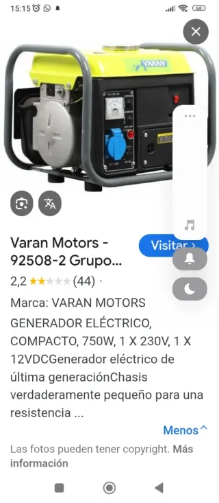 Generador Eléctrico Gasolina