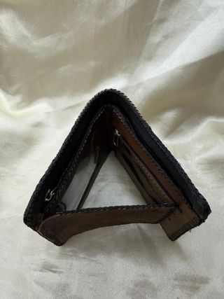 Billetera de cuero hombre beige y azul