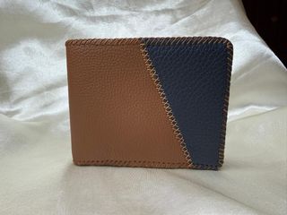 Billetera de cuero hombre azul y marrón