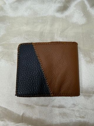 Billetera de cuero hombre azul y marrón