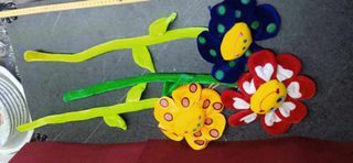 3 Fiori in stoffa decorativi