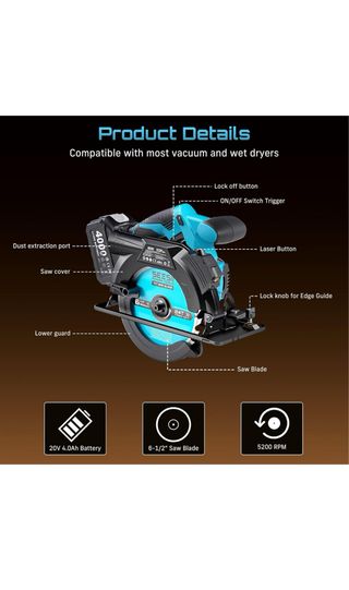 Sierra Circular Inalámbrica 165mm + Baterías