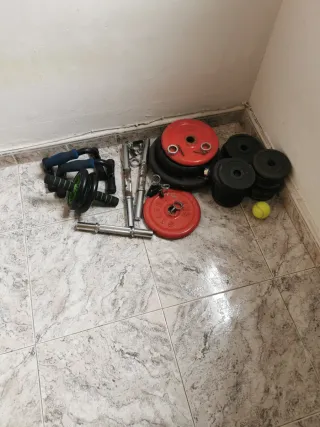 Pesas, mancuernas y accesorios de gimnasio
