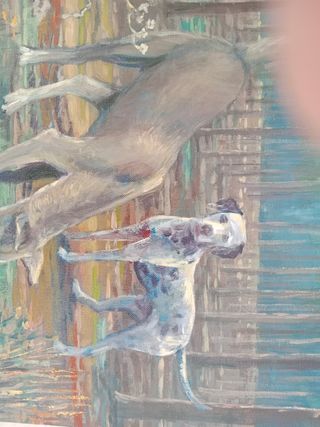 Quadro dipinto con pittura acrilica e olio su tela con telaio in legno di 1,5 cm. Finito con vernice per quadri. Formato 50x40 cm. Prezzo 150€.