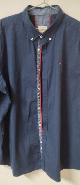 Camisa azul cuello Mao