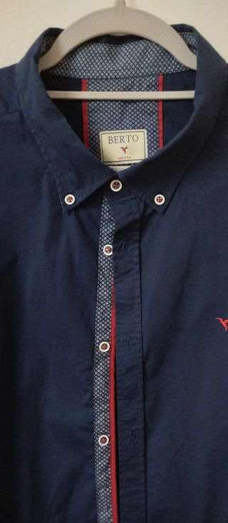 Camisa azul cuello Mao