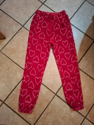 Pantaloni pile Tezenis donna cuori rossi taglia S