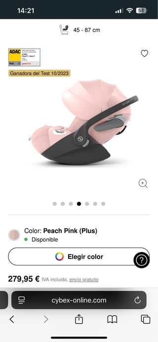 Cybex Portabebé Cloud T i-Size Rosa