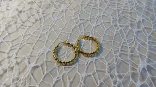 Pendientes Aro Rizado Chapado Oro 18k Preciosos