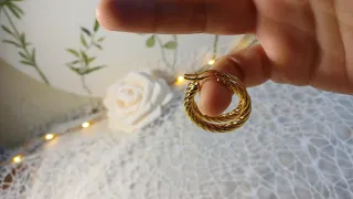 Pendientes Aro Rizado Chapado Oro 18k Preciosos