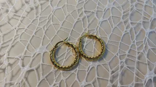 Pendientes Aro Rizado Chapado Oro 18k Preciosos
