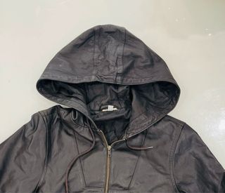 Topman Giubbino Pelle Nero Cappuccio XS