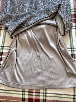 Vestido Mango fiesta lentejuelas plateado