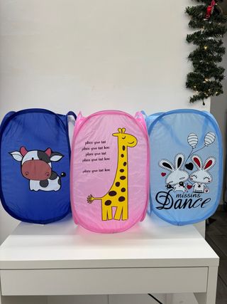 Cestini porta biancheria e giochi con disegni