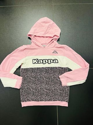 Felpa Kappa con cappuccio rosa e stampa