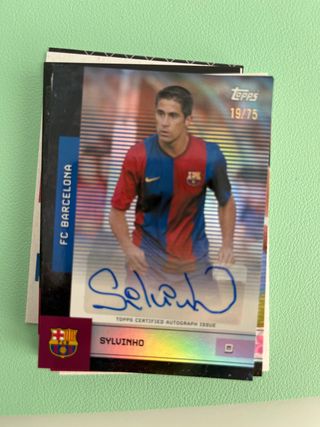 Tarjeta Autografiada Sylvinho FC Barcelona Topps 1