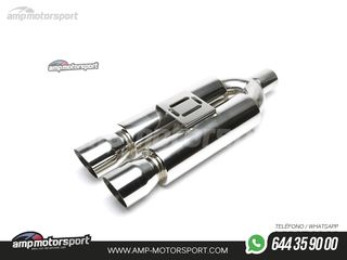 SILENCIOSO UNIVERSAL SALIDA DOBLE OVAL TIPO MOTO 88/90MM