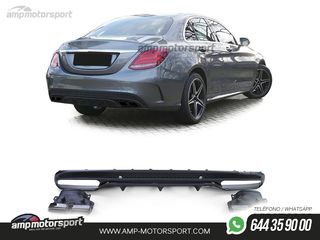 DIFUSOR TRASERO NEGRO MATE CON COLAS NEGRAS PARA MERCEDES CLASE C W205