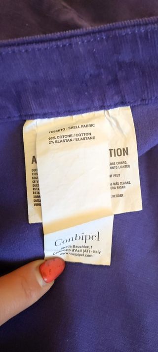 Pantaloni Combipel Velluto Viola Taglia 44