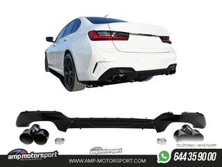 DIFUSOR TRASERO PARA BMW SERIE 3 G20 G21 + COLAS DOBLES NEGRAS