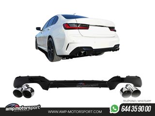 DIFUSOR TRASERO PARA BMW SERIE 3 G20 G21 + COLAS DOBLES CROMADAS