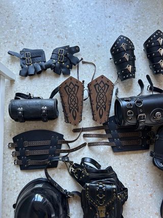 Conjunto Ropa Cuero Moto Punk Gótico