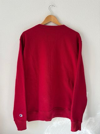 Sudadera Champion Roja Vintage Logo Grande Talla M