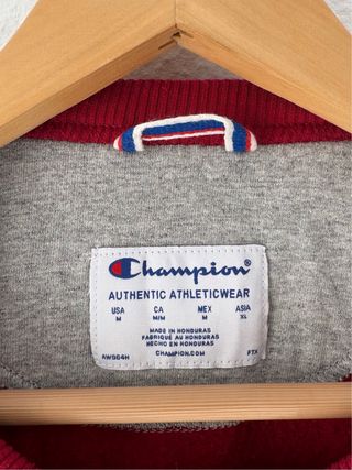 Sudadera Champion Roja Vintage Logo Grande Talla M