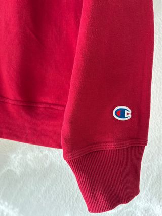 Sudadera Champion Roja Vintage Logo Grande Talla M