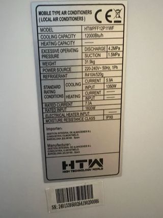 Aire Acondicionado HTW HTWPFF12P11WF Frío/Calor