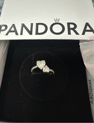 Anillo Pandora Corazón Doble Plata