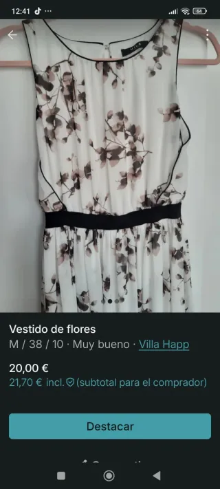 Vestido largo floral Villa Happ talla M