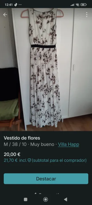 Vestido largo floral Villa Happ talla M