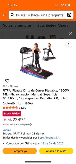 Cinta de Correr Plegable FITFIU Fitness MC-200