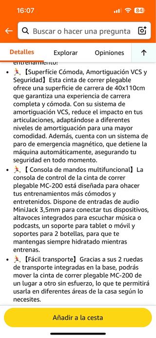 Cinta de Correr Plegable FITFIU Fitness MC-200