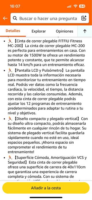 Cinta de Correr Plegable FITFIU Fitness MC-200