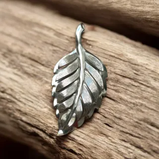 Spilla vintage foglia argento
