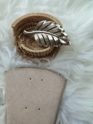 Spilla vintage foglia argento