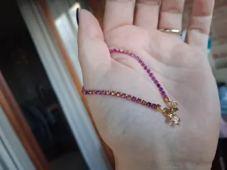 Braccialetto tennis cristalli fucsia e oro